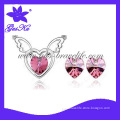 2013 Gus-Js-012 Fashion Heart Jewelry Set, Crystal Necklace and Earrings in Pink Color